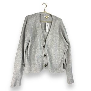Poof Apparel V-Neck Sweater Grey Cardigan Women's Size‎ M Casual 204